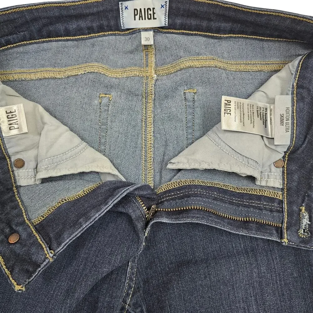 PAIGE Hoxton Ultra Skinny in Sania Medium to Dark Blue Wash Size 30